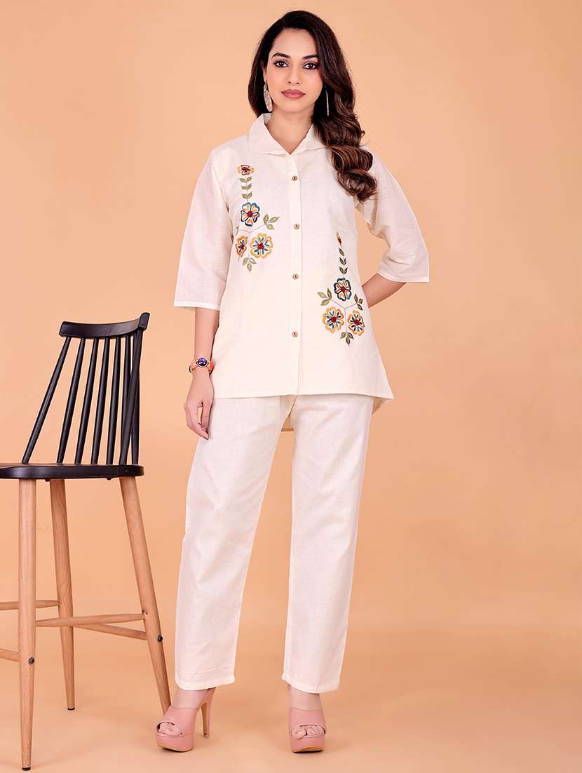 women embroidered shirt and trouser co-ord set - 22393890 -  Standard Image - 3