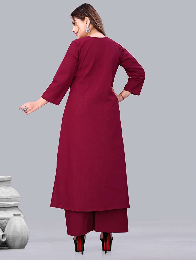 women embroidered kurta and palazzo set - 22393917 -  Standard Image - 3