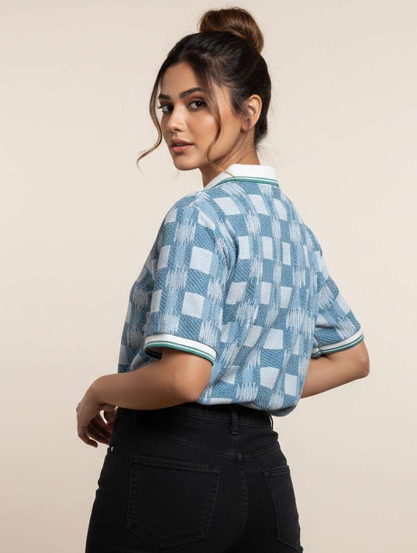 women printed short sleeve oversized polo t-shirt - 22393923 -  Standard Image - 3