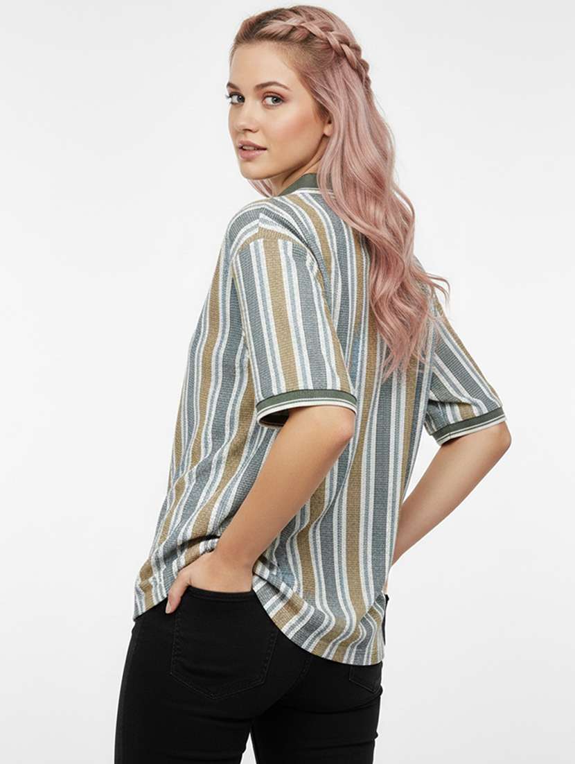 women printed short sleeve oversized polo t-shirt - 22393926 -  Standard Image - 3