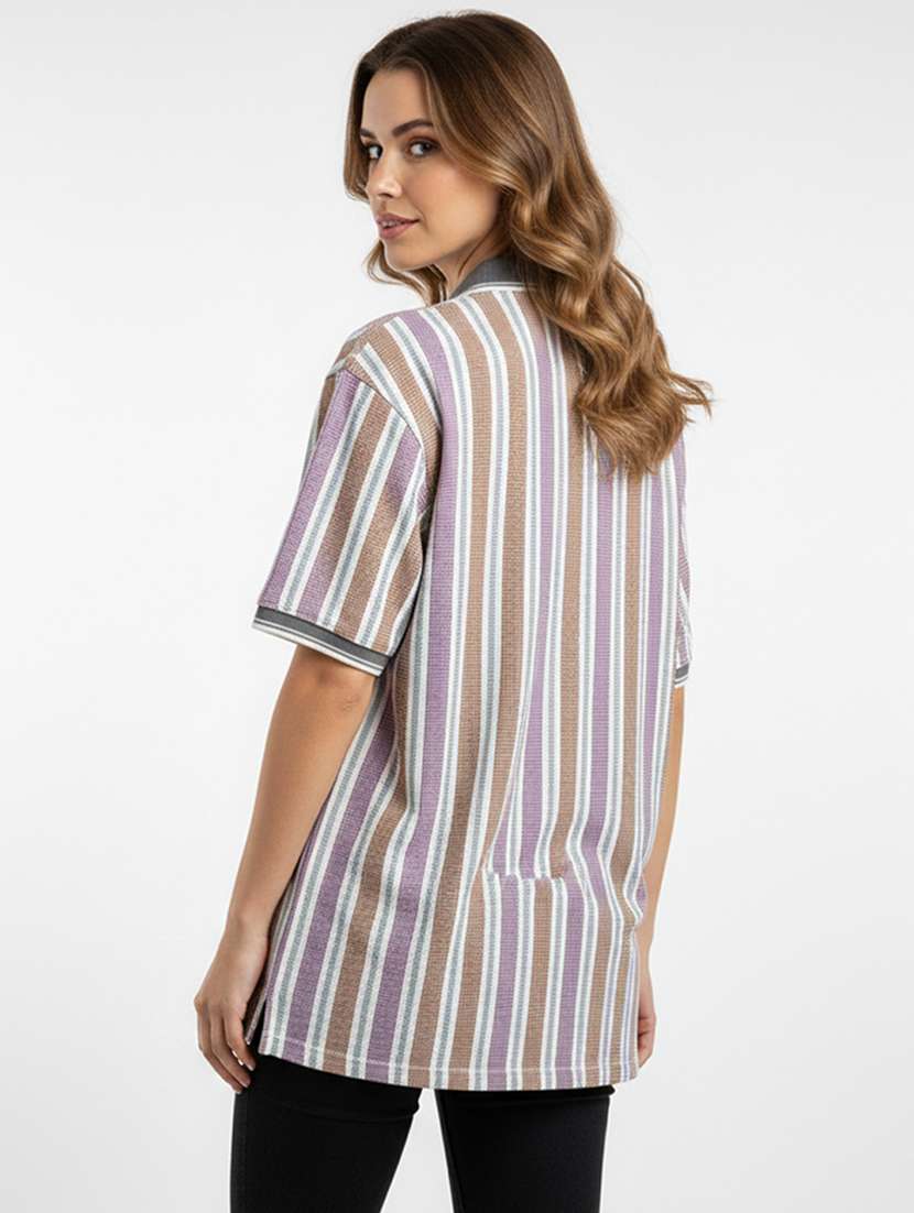 women printed short sleeve oversized polo t-shirt - 22393929 -  Standard Image - 3