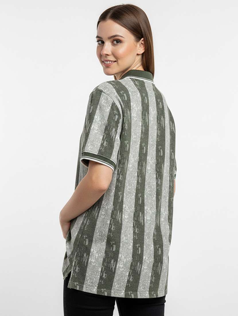 women printed short sleeve oversized polo t-shirt - 22393933 -  Standard Image - 3