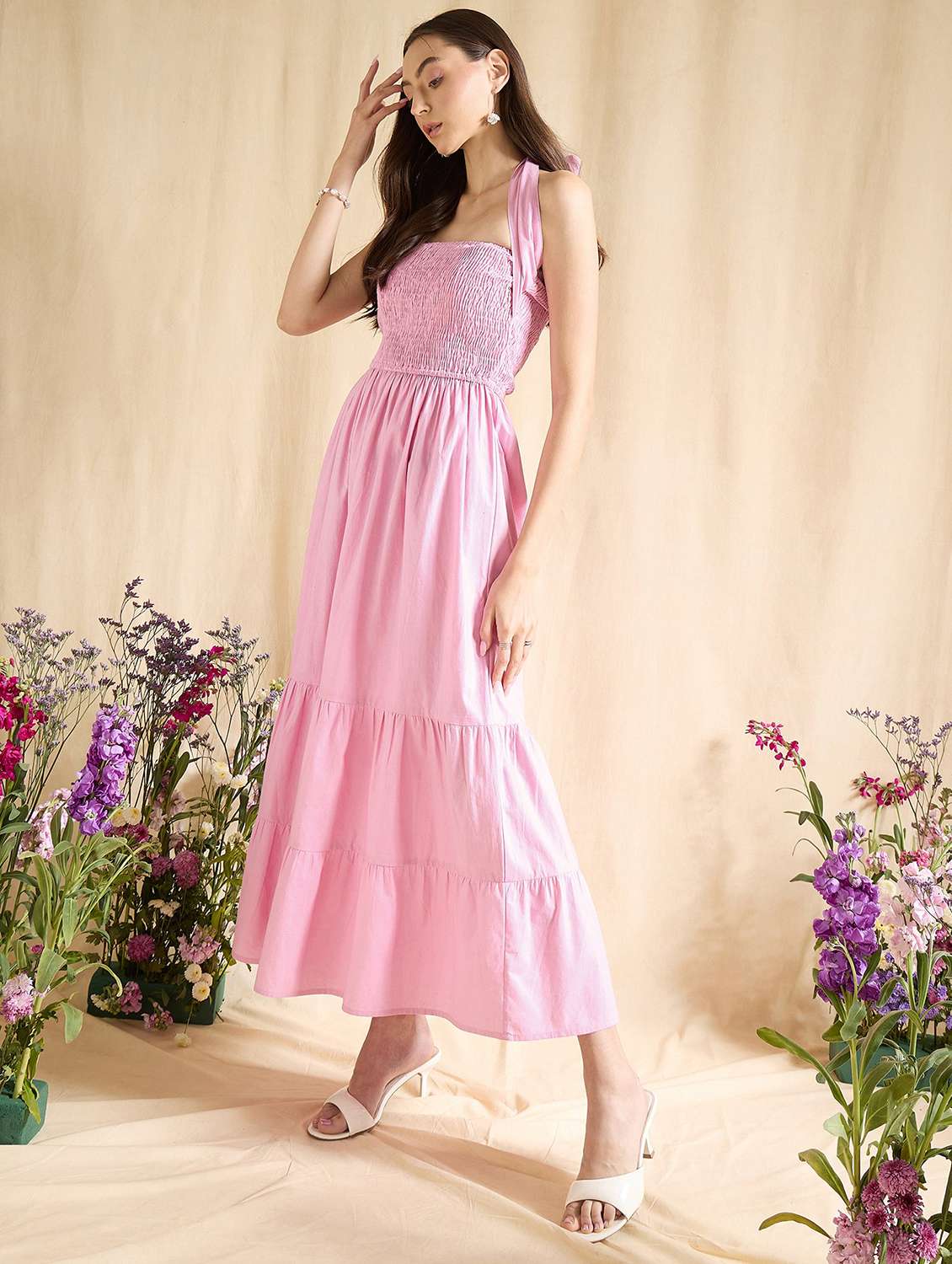 women solid sleeveless tiered dress - 22394000 -  Standard Image - 3