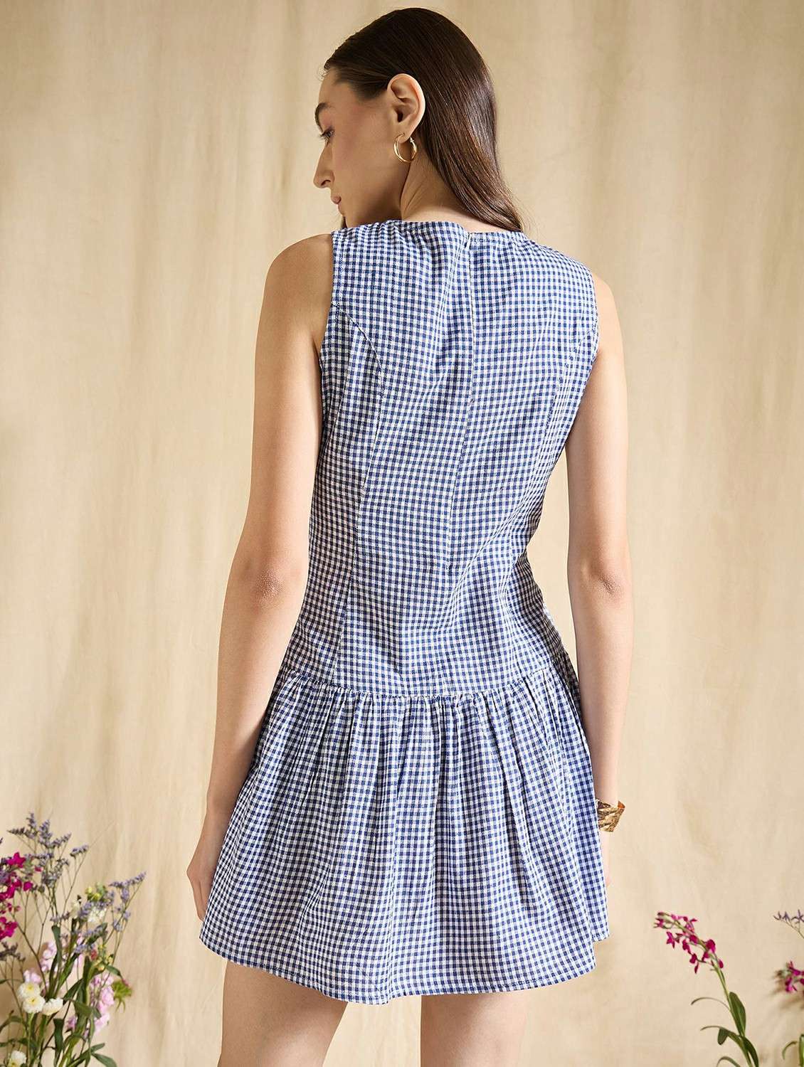 women checkered sleeveless tiered dress - 22394003 -  Standard Image - 3