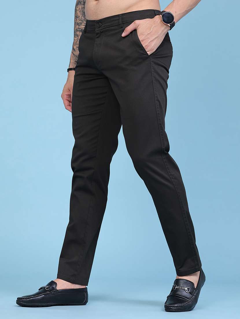 Men Solid Mid Rise Chinos Casual Trouser - 22394619 -  Standard Image - 3
