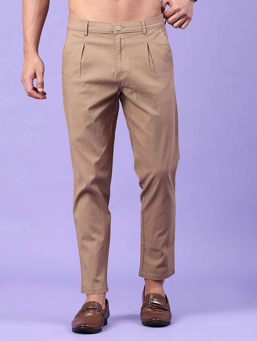 men solid mid rise slim fit chinos