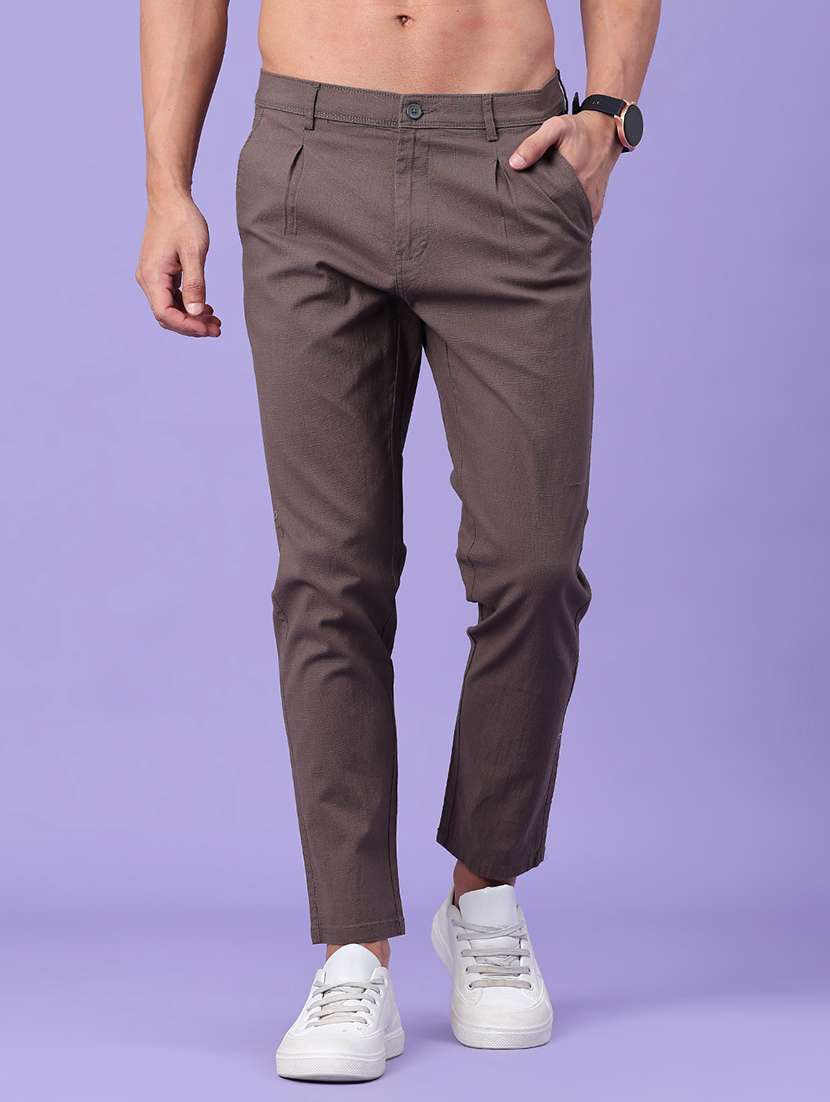 men solid mid rise slim fit chinos
