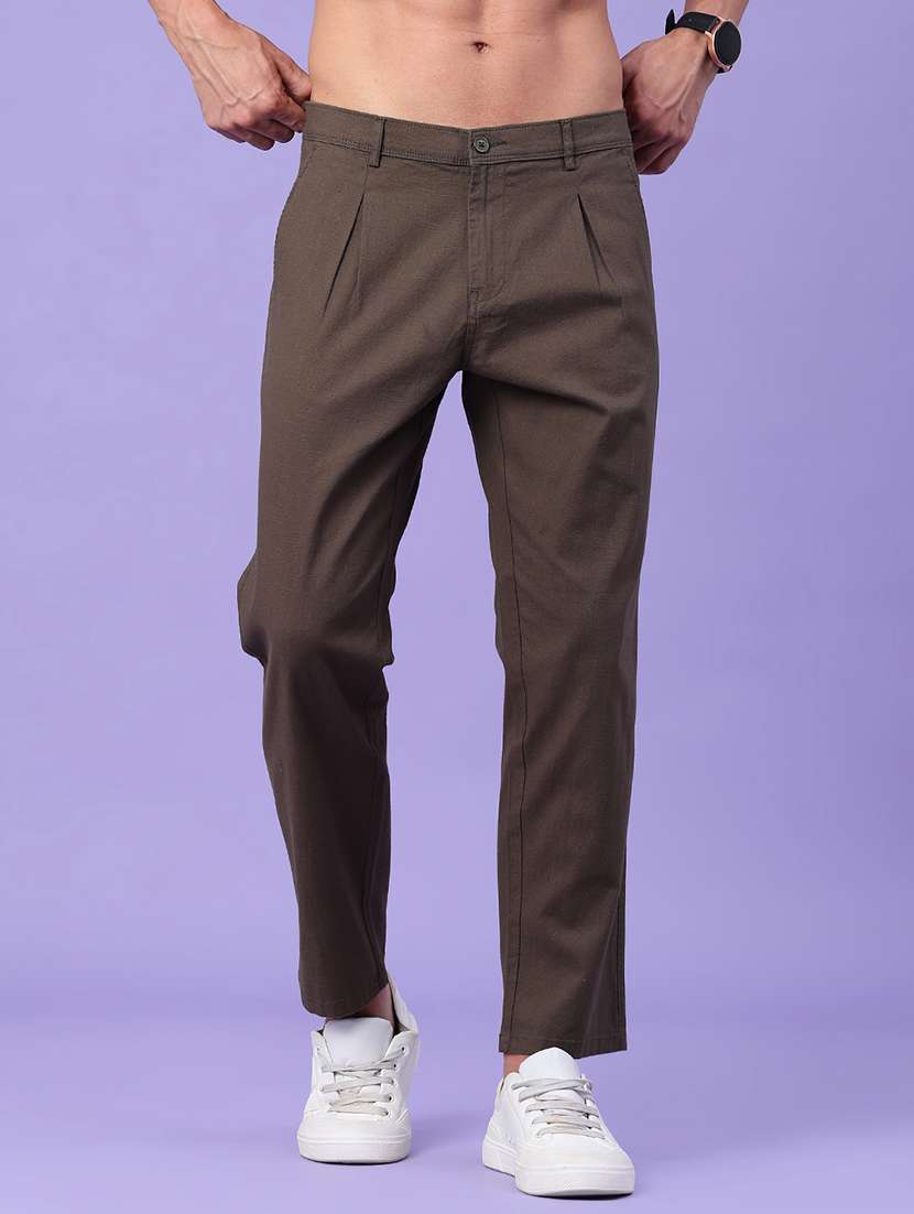 men solid mid rise slim fit chinos