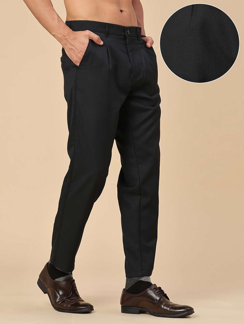 men solid mid rise regular fit formal trouser - 22394629 -  Standard Image - 3
