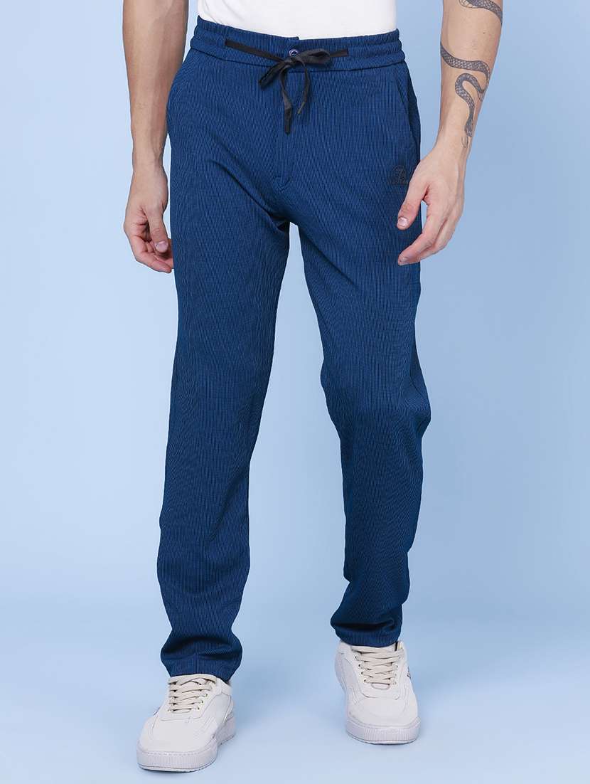 men self design mid rise full length track pant
