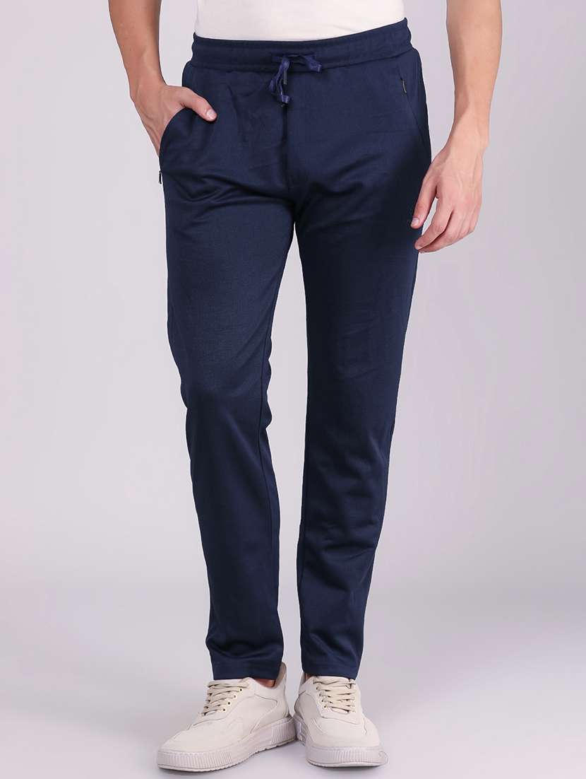 men solid mid rise regular fit track pant