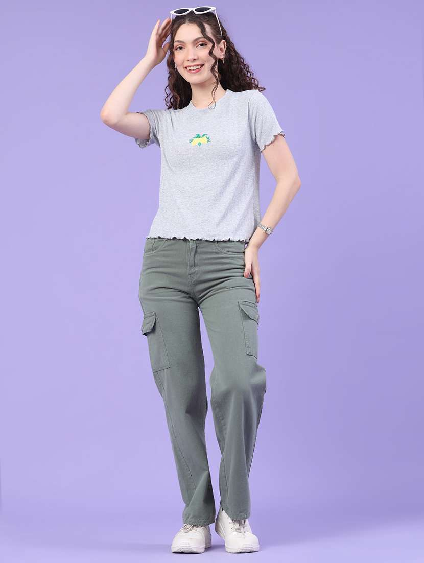 women self design crew neck short sleeves t-shirt - 22394696 -  Standard Image - 5