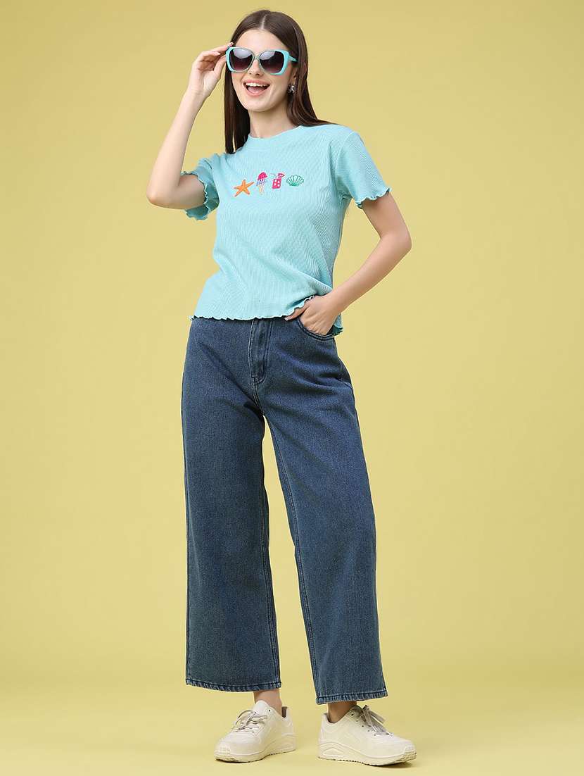 women embroidered round neck regulat t-shirt - 22394698 -  Standard Image - 5