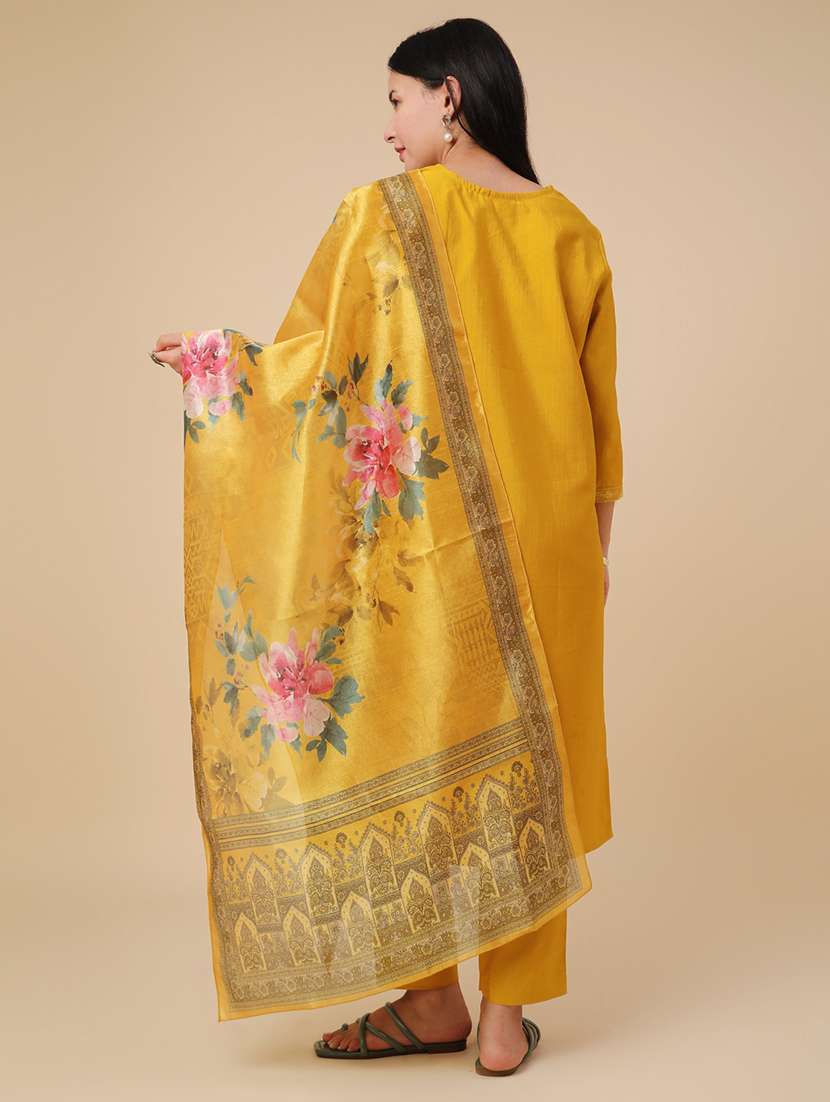 yellow cotton kurta pant  set - 22394755 -  Standard Image - 3