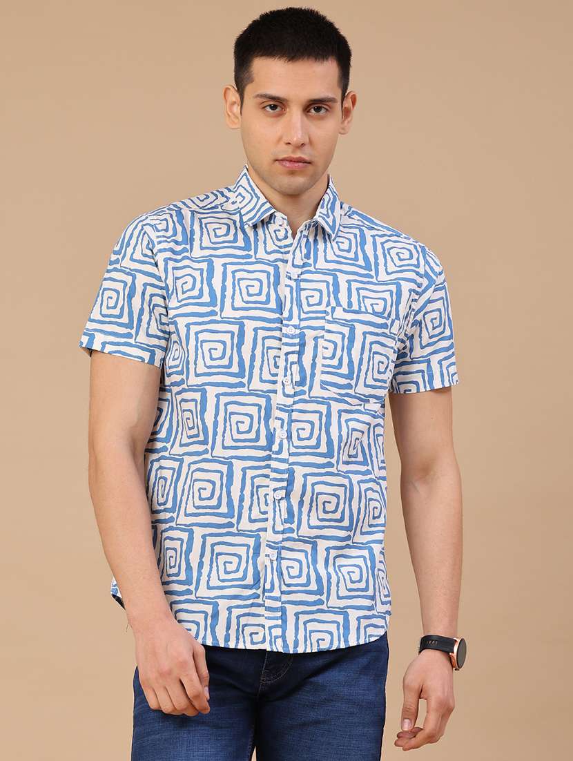 men printed short sleeve regular fit casual shirt - 22394768 -  Standard Image - 3