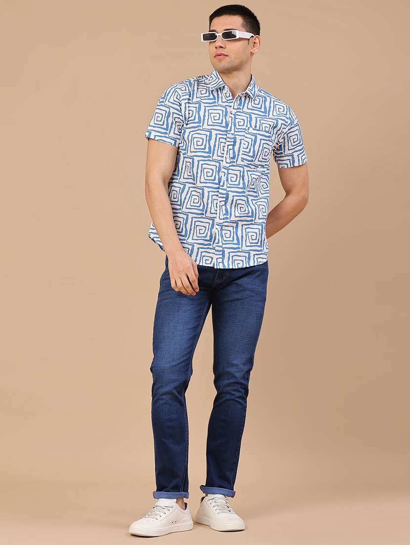 men printed short sleeve regular fit casual shirt - 22394768 -  Standard Image - 5
