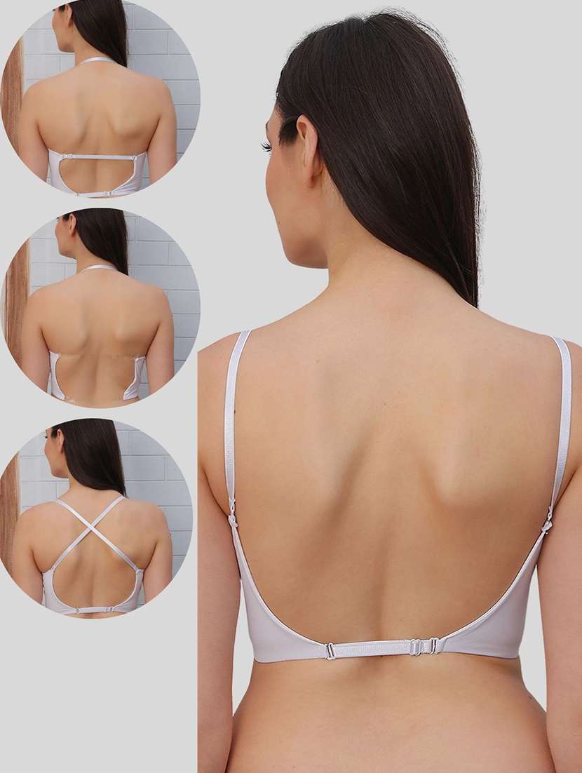 women solid under wired plunge bra - 22394814 -  Standard Image - 3