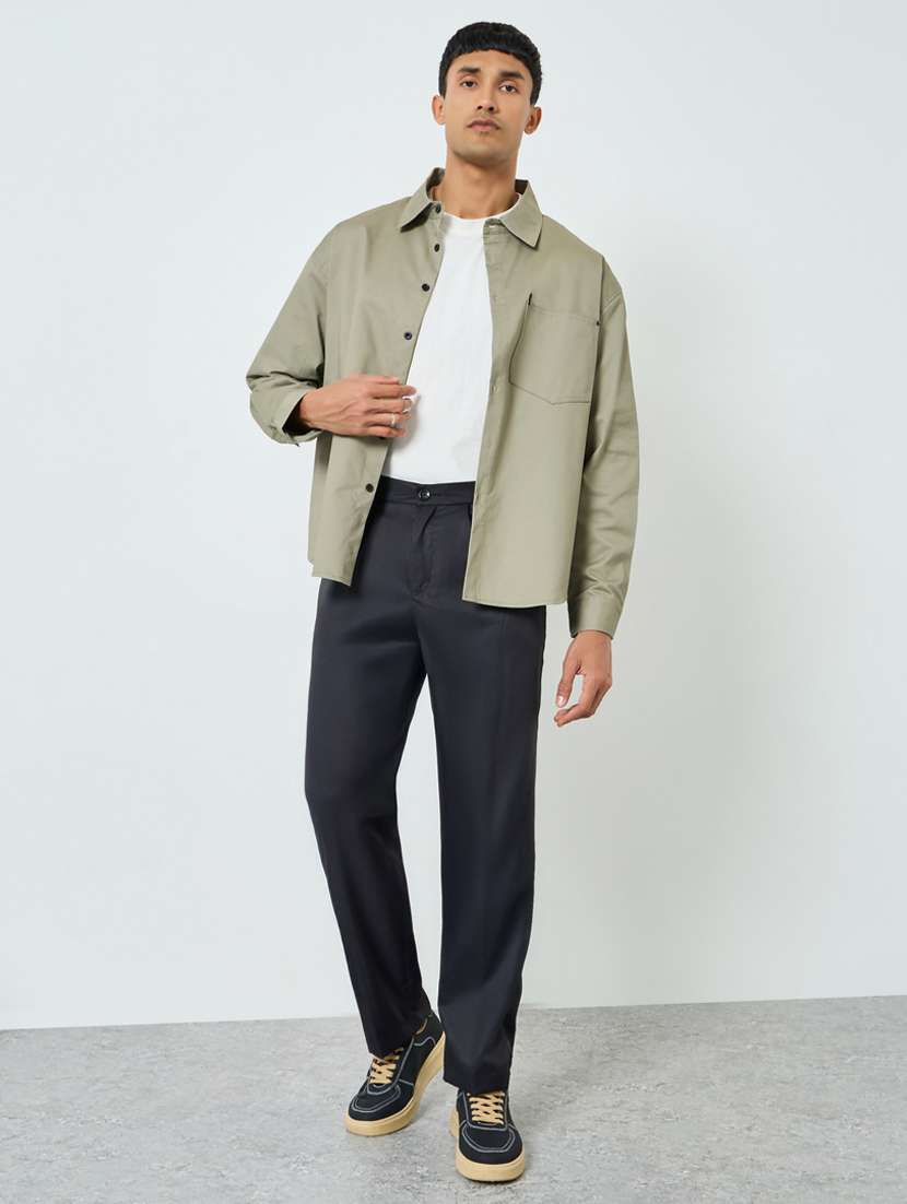 men solid mid rise pleated casual trouser - 22394847 -  Standard Image - 3