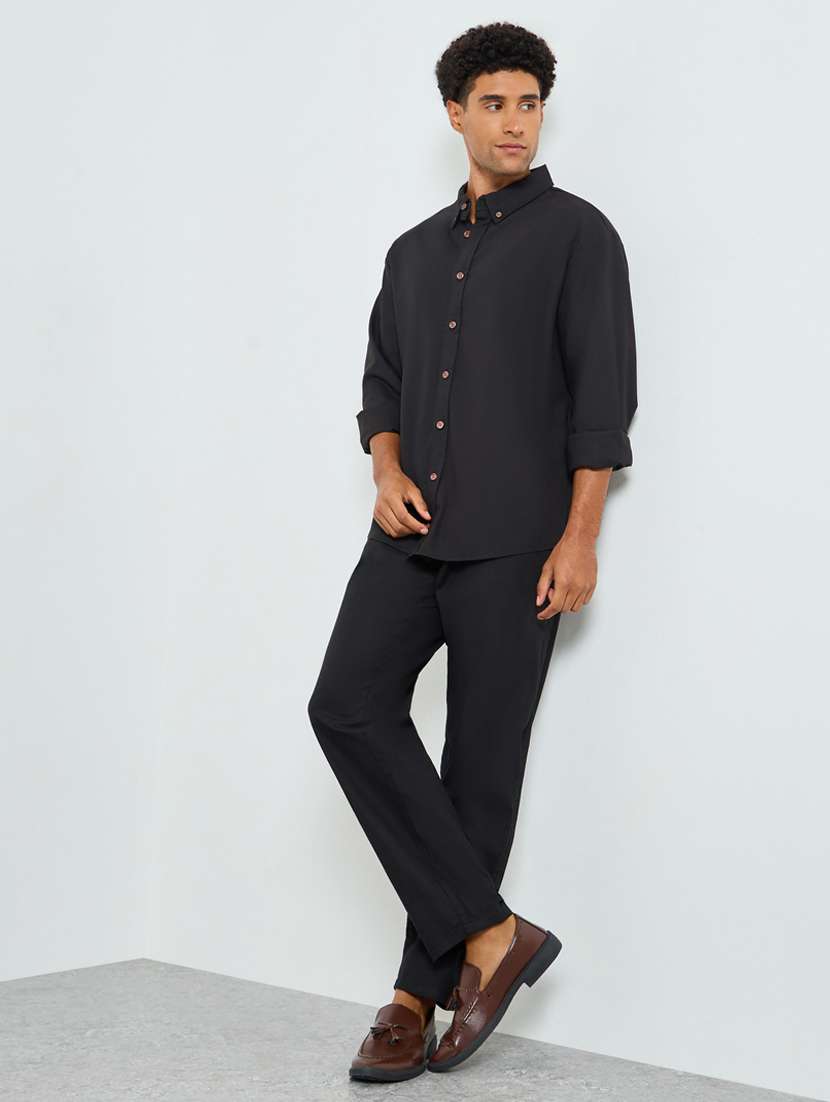 men solid mid rise pleated casual trouser - 22394856 -  Standard Image - 3