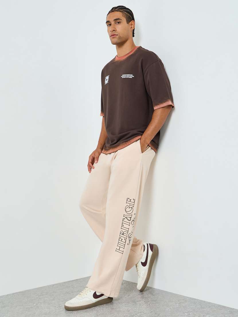 men typographic relaxed fit full length track pant - 22394912 -  Standard Image - 3
