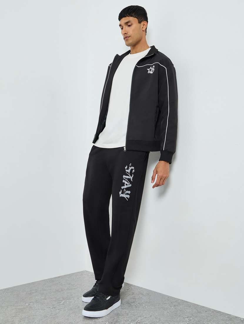 men typographic relaxed fit full length track pant - 22394917 -  Standard Image - 3