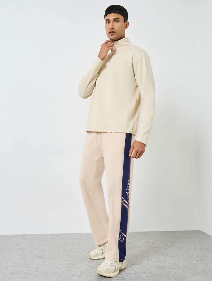 men typographic mid rise full length track pant - 22394925 -  Standard Image - 3