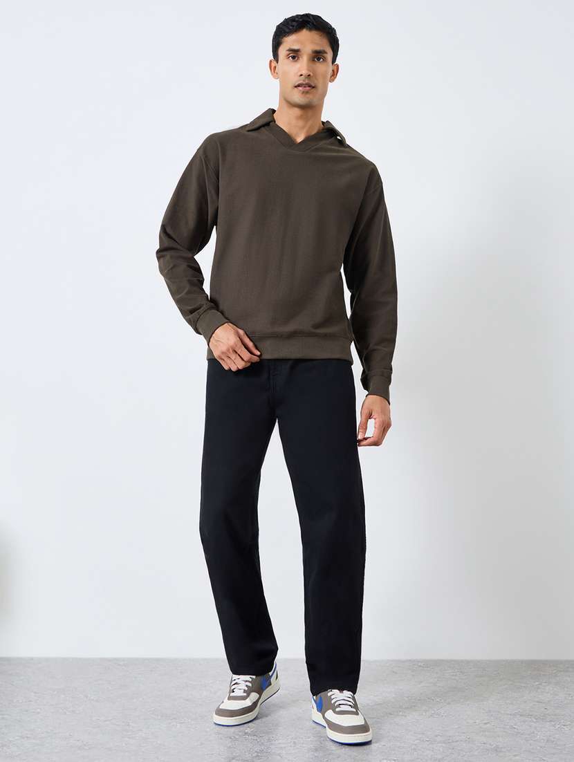 men plain mid rise full length straight jeans - 22394944 -  Standard Image - 3