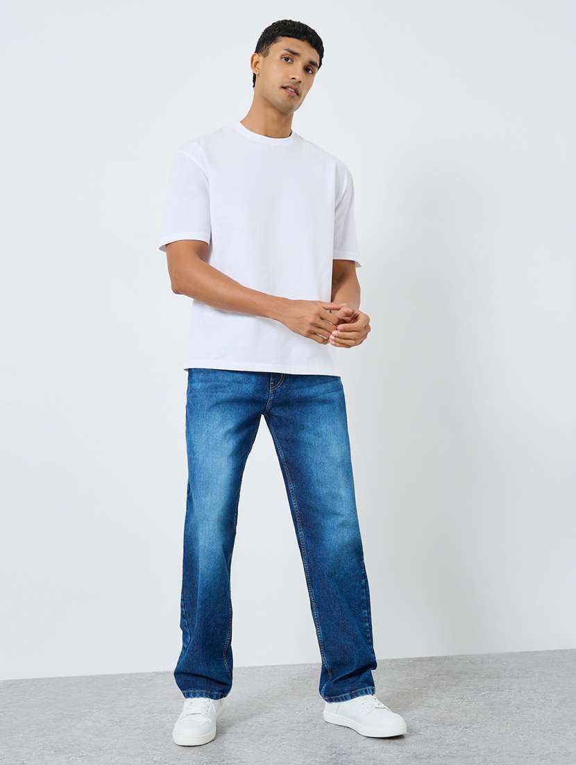 men washed mid rise full length straight jeans - 22394946 -  Standard Image - 3