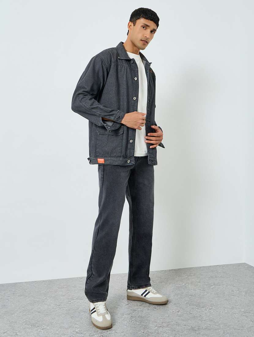 men plain mid rise full length straight jeans - 22394965 -  Standard Image - 3