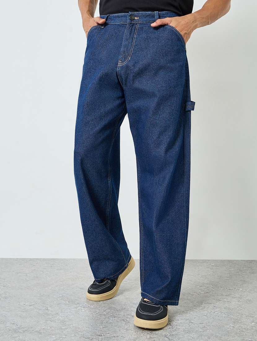 navy blue cotton jeans