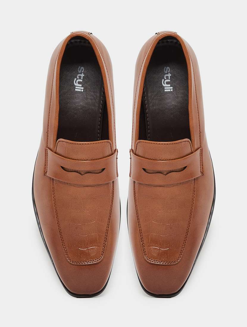 men brown slip on formal shoes - 22394985 -  Standard Image - 3