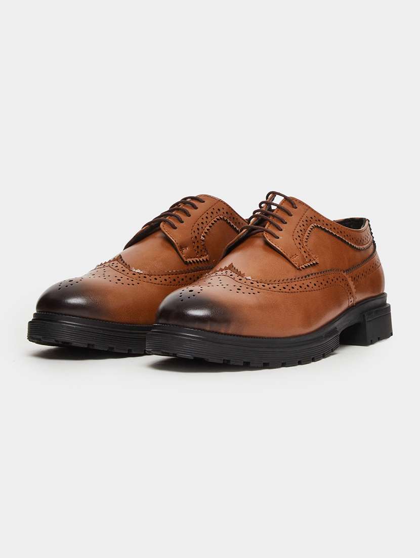 men solid lace up brogues