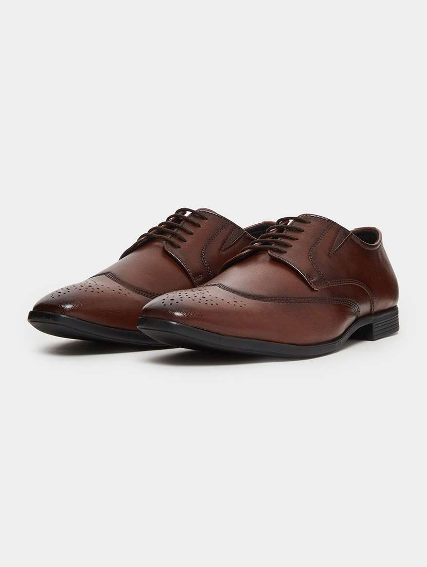 men solid lace up brogues