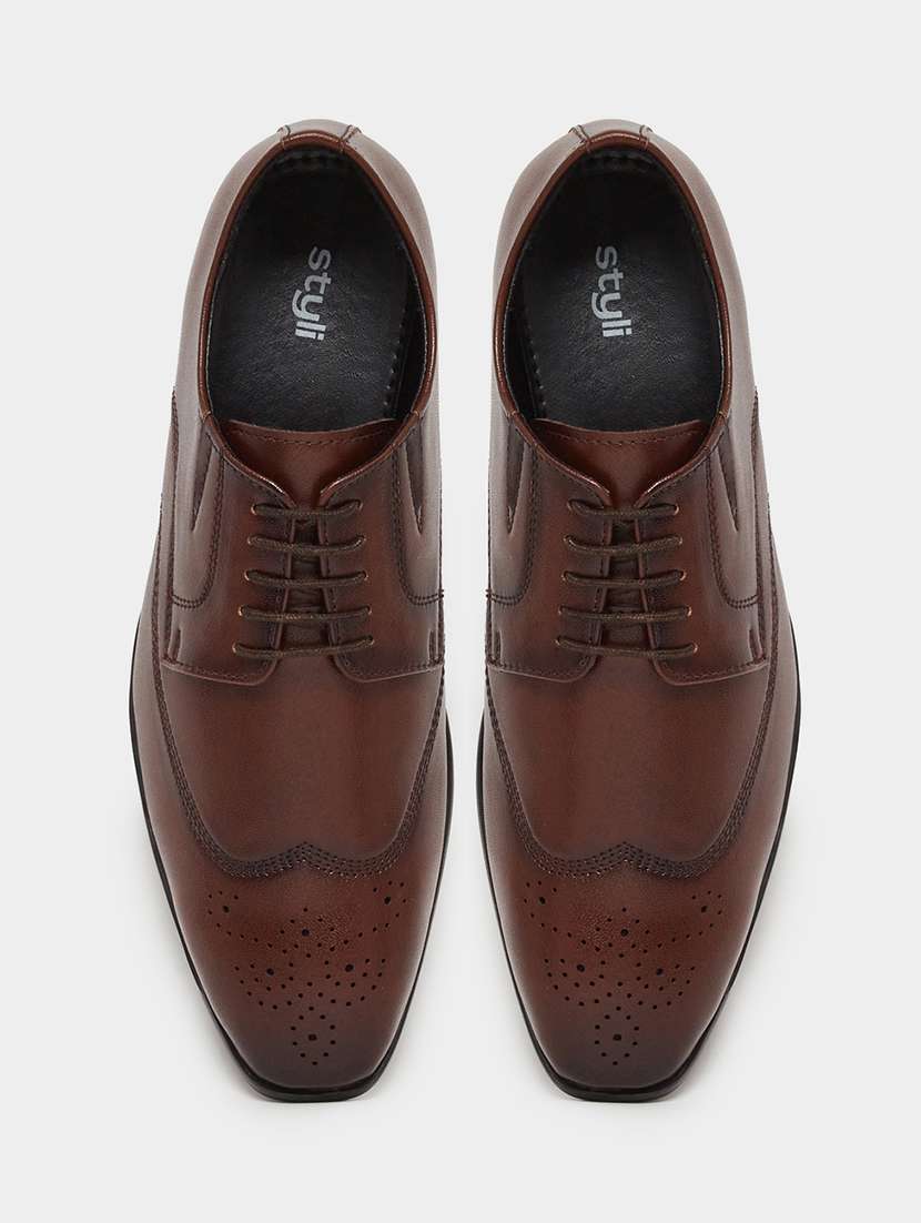 men solid lace up brogues - 22394987 -  Standard Image - 3