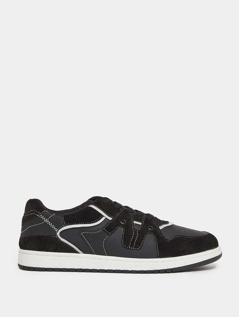 men colourblocked lace up casual shoes