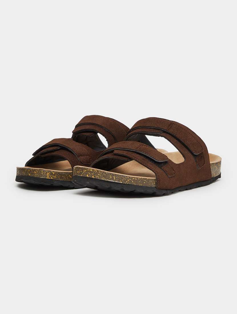 men brown slip on sandal