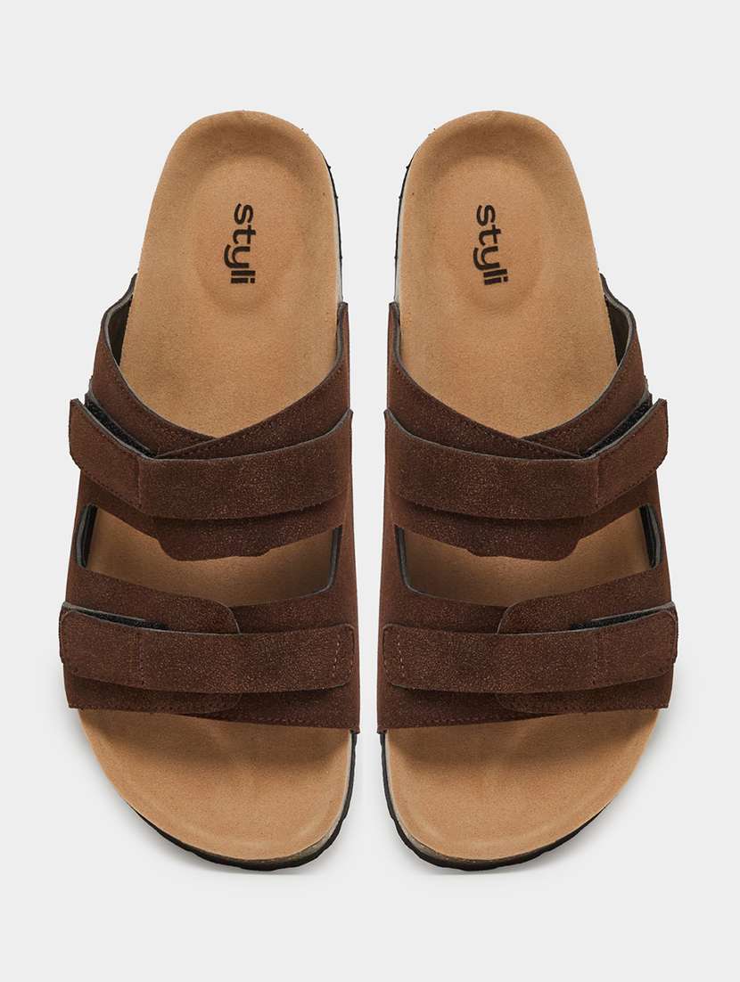 men brown slip on sandal - 22395016 -  Standard Image - 3