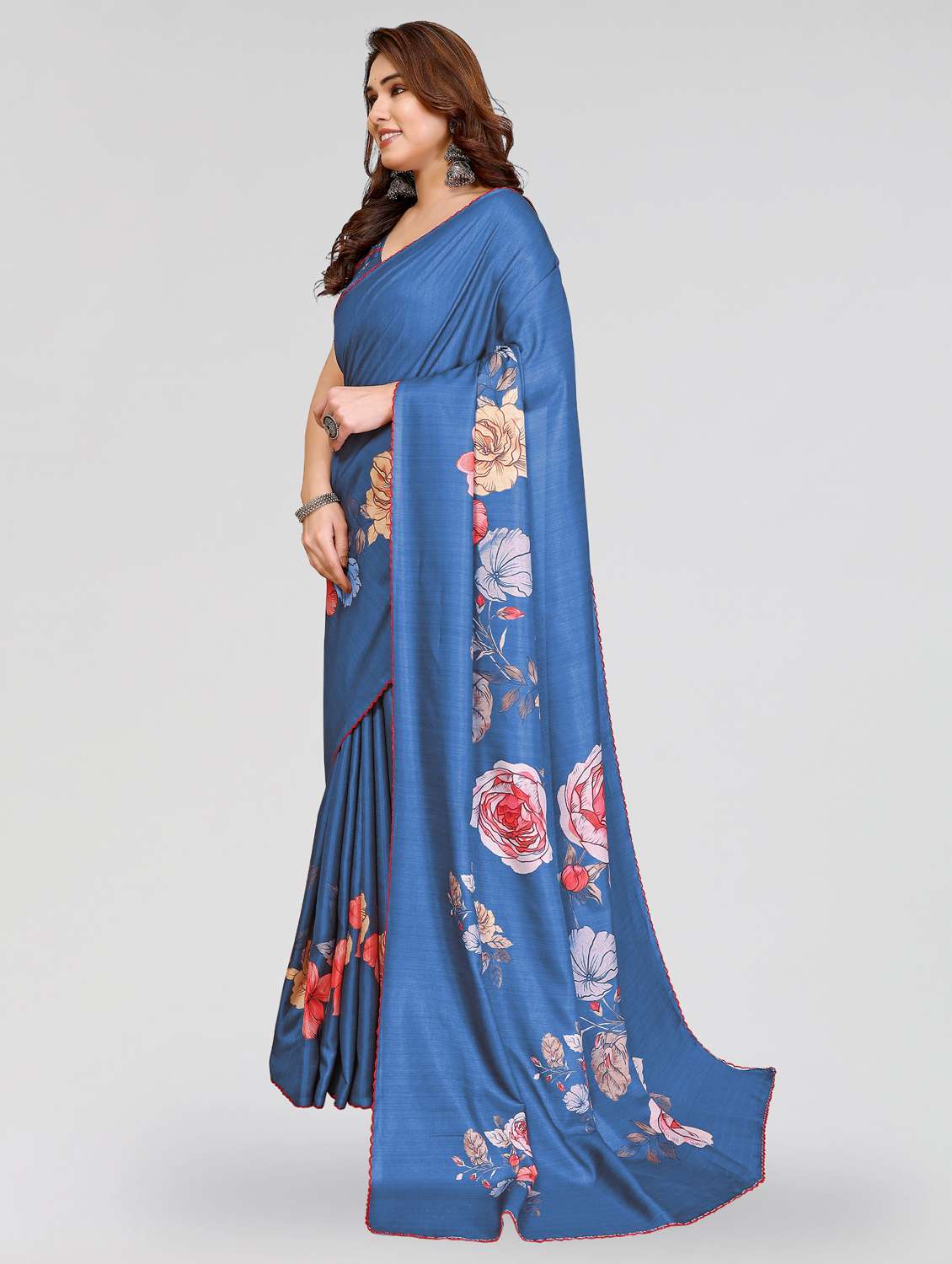 women floral printed saree with blouse - 22395043 -  Standard Image - 3