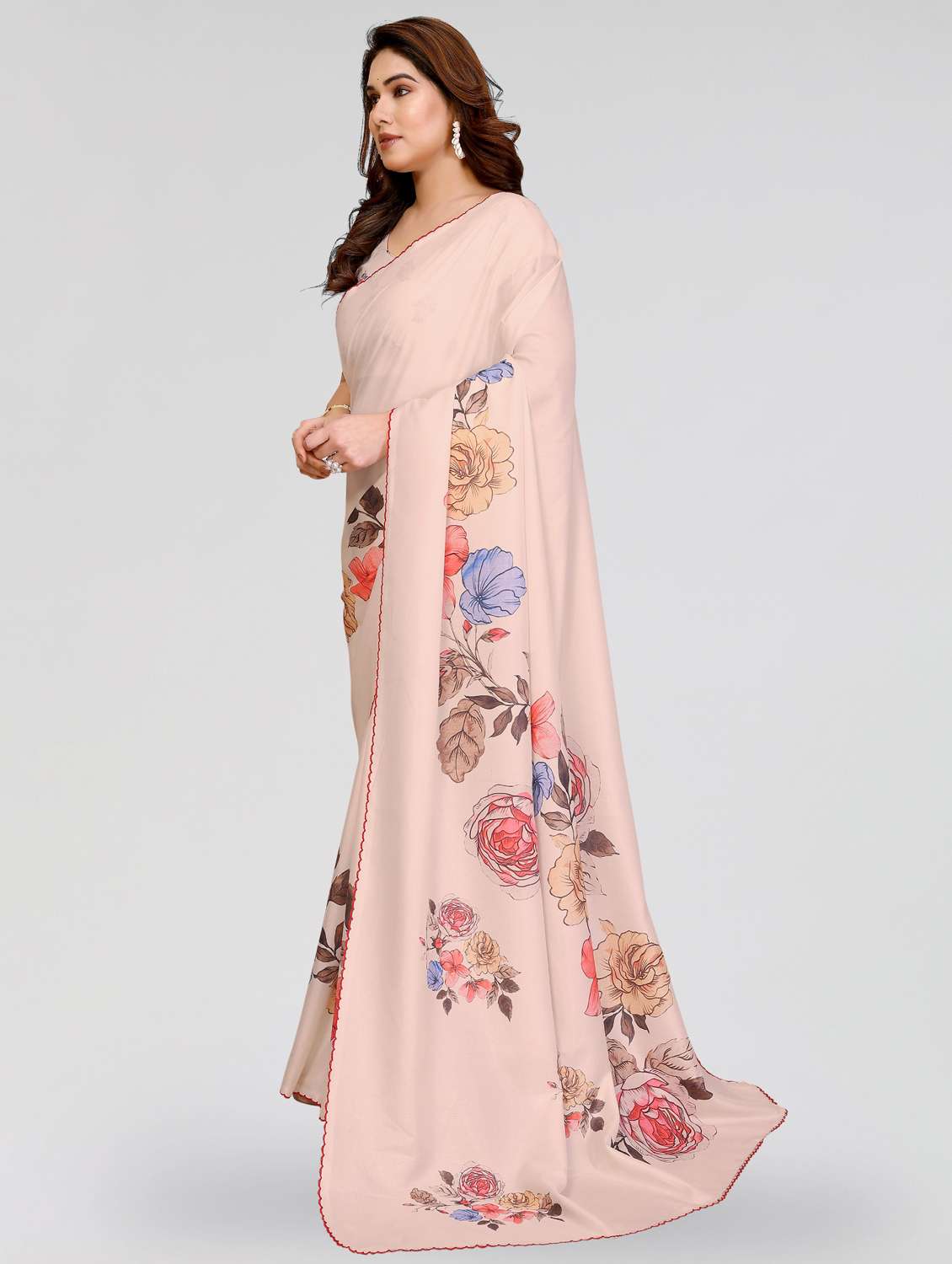 women floral printed saree with blouse - 22395045 -  Standard Image - 3