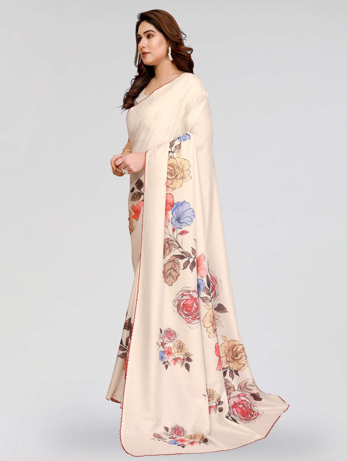 women floral printed saree with blouse - 22395050 -  Standard Image - 3