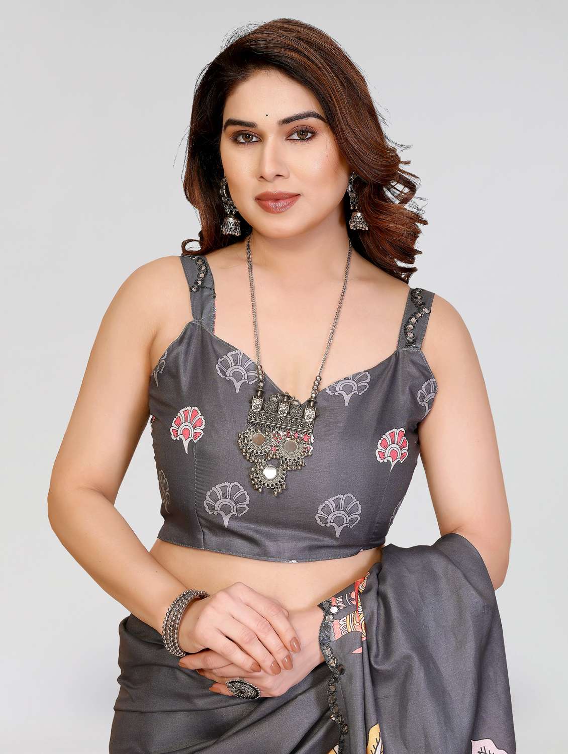 women kalamkari printed saree with blouse - 22395056 -  Standard Image - 5