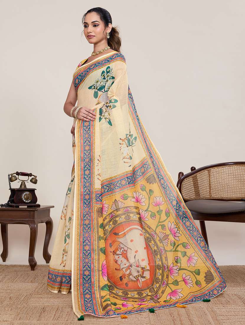 women printed casual wear saree with blouse - 22395077 -  Standard Image - 3
