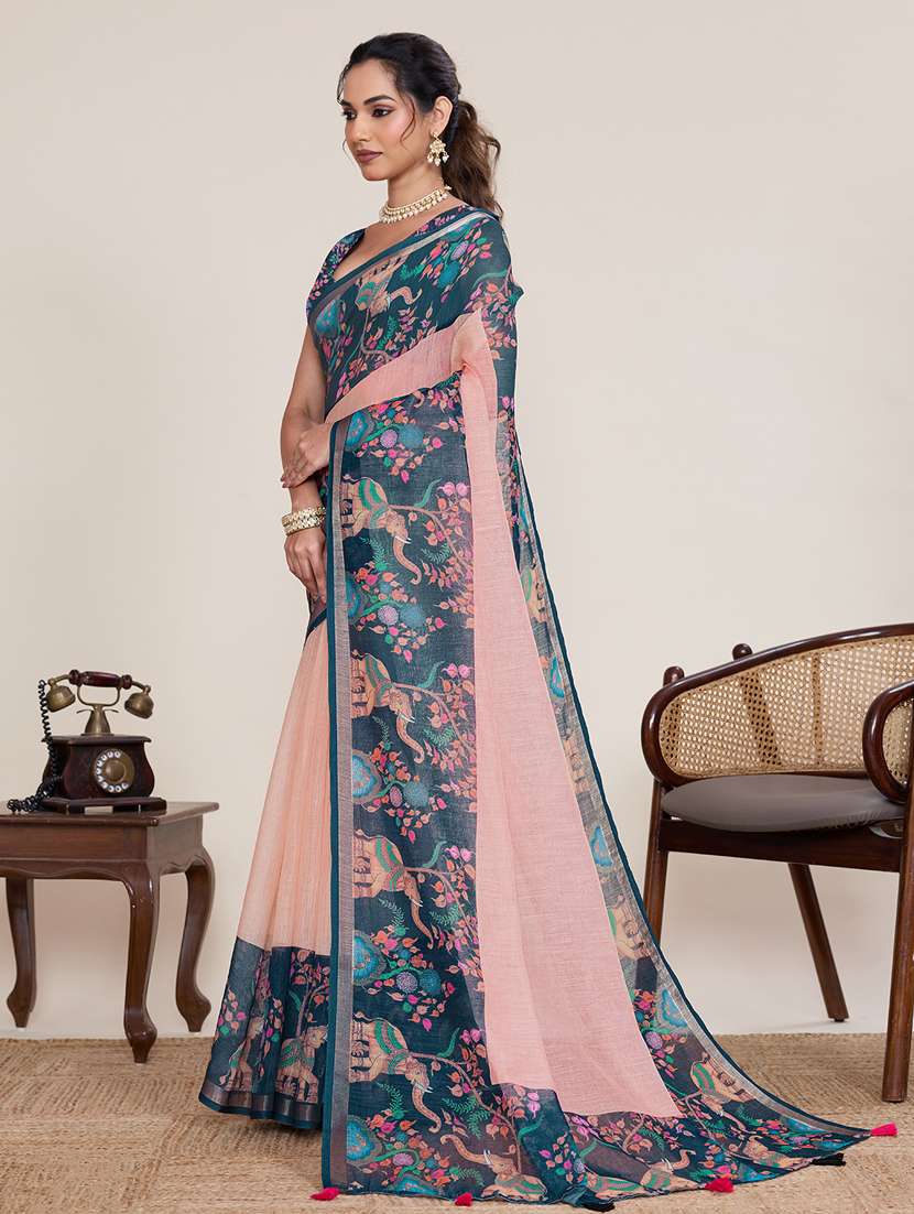 women printed casual wear saree with blouse - 22395080 -  Standard Image - 3