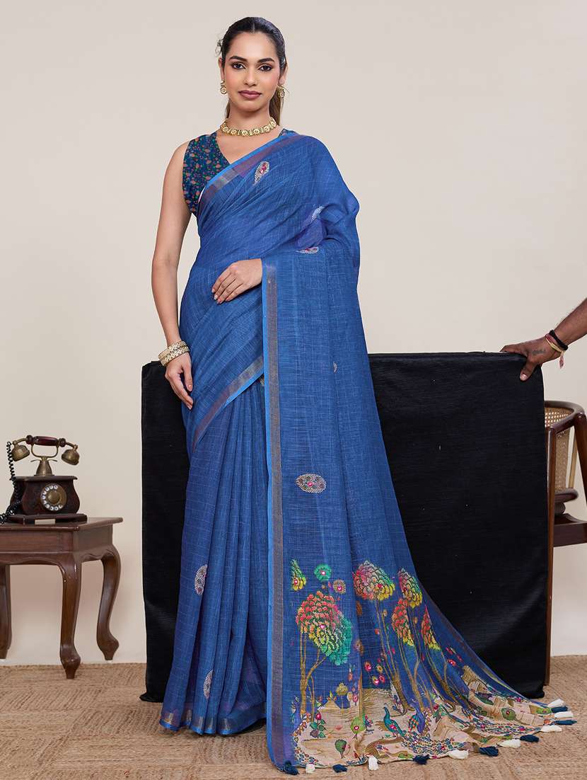 women printed casual wear saree with blouse - 22395084 -  Standard Image - 3