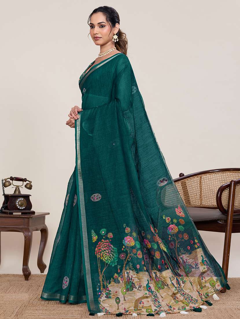 Women Printed Casual Wear Saree With Blouse - 22395086 -  Standard Image - 3