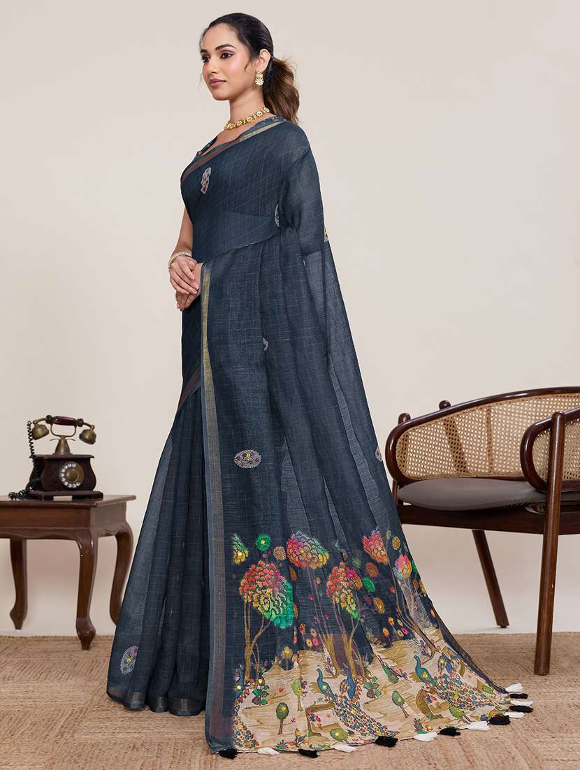 women printed casual wear saree with blouse - 22395087 -  Standard Image - 3