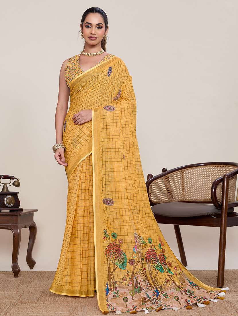 women printed casual wear saree with blouse