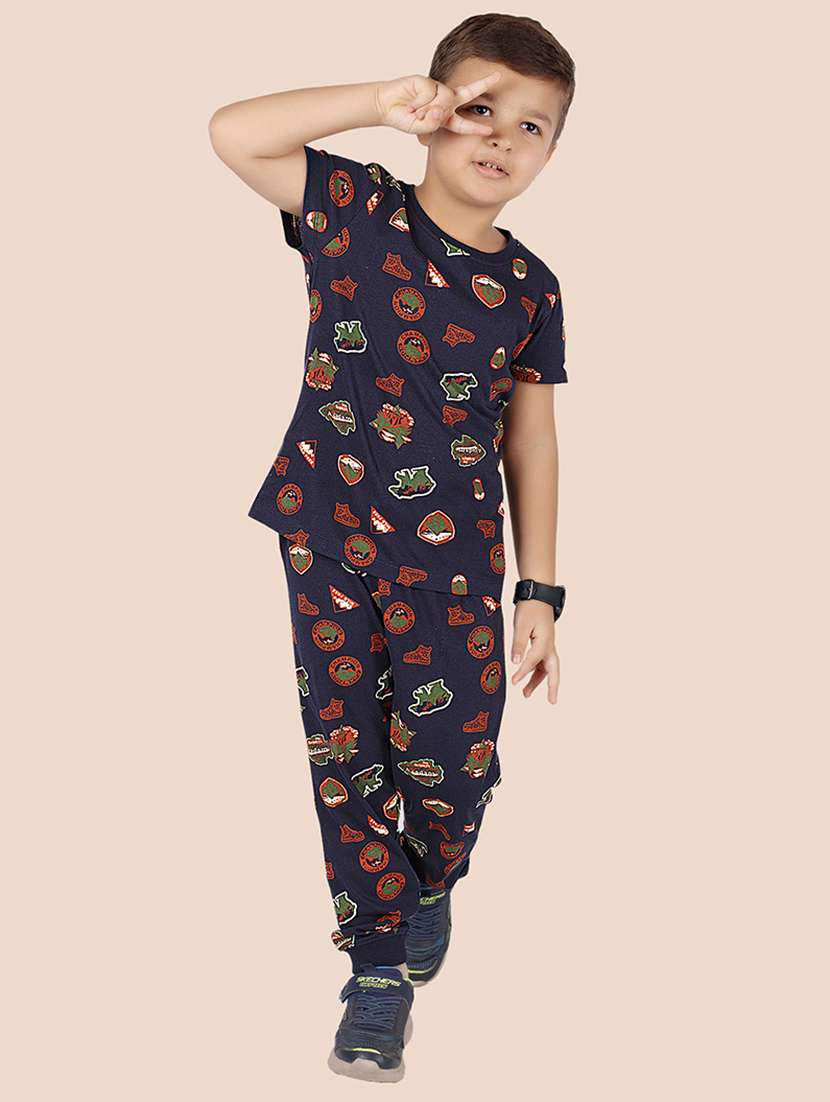 boys printed nightwear pyjama set