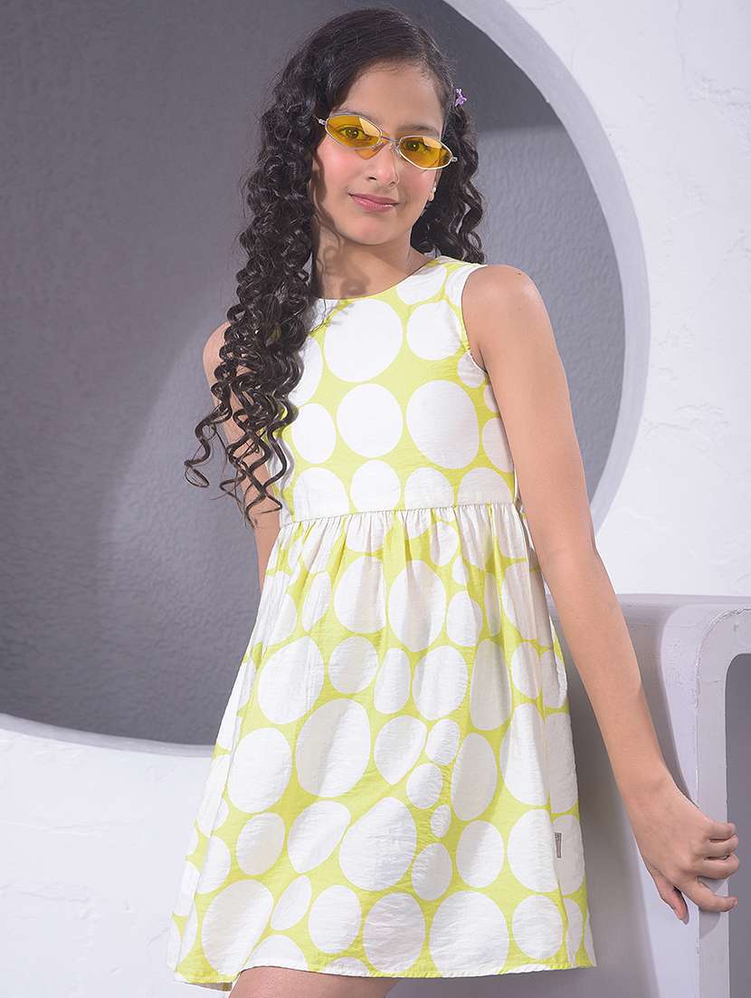 girls polka doetd sleeveless a-line dress