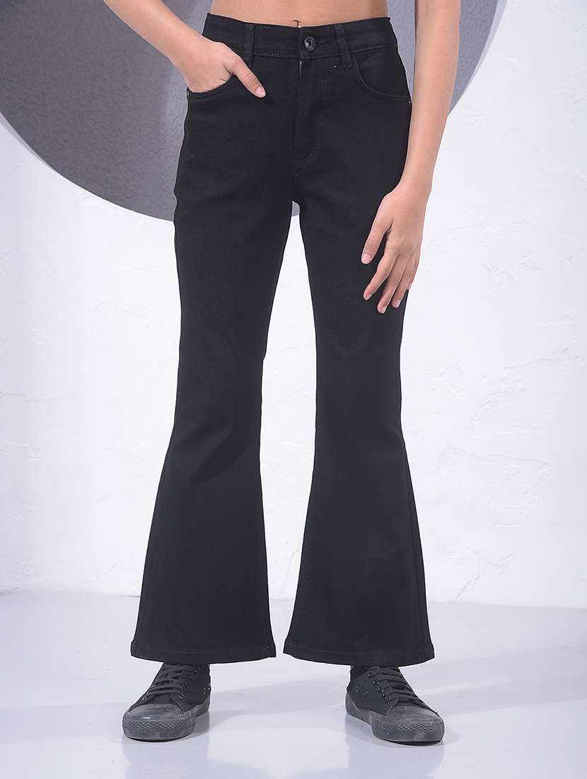 girls solid mid rise bootcut jean